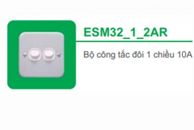 ESM32_1_2AR BỘ CÔNG TẮC ĐÔI 1 CHIỀU 10A, MẶT KIM LOẠI SCHNEIDER