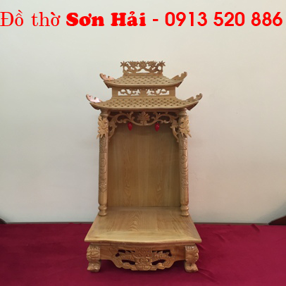 Giá bàn thờ Thần Tài bằng gỗ Pơ mu, kích thước 36 cm x 41cm x 74cm