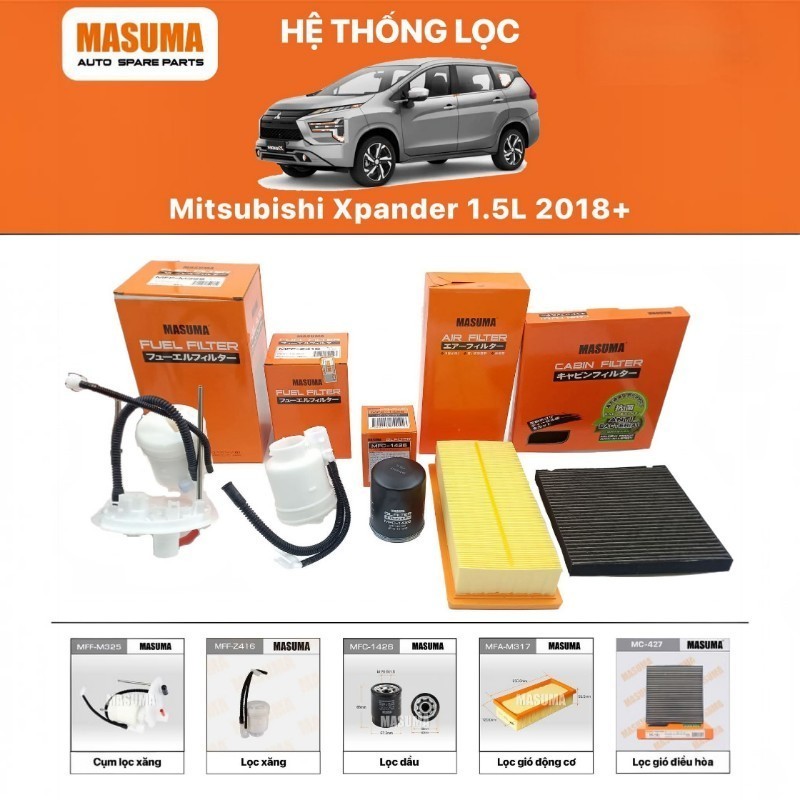 Combo lọc dầu nhớt, lọc gió, lọc xăng Mitsubishi Xpander 2018-2026
