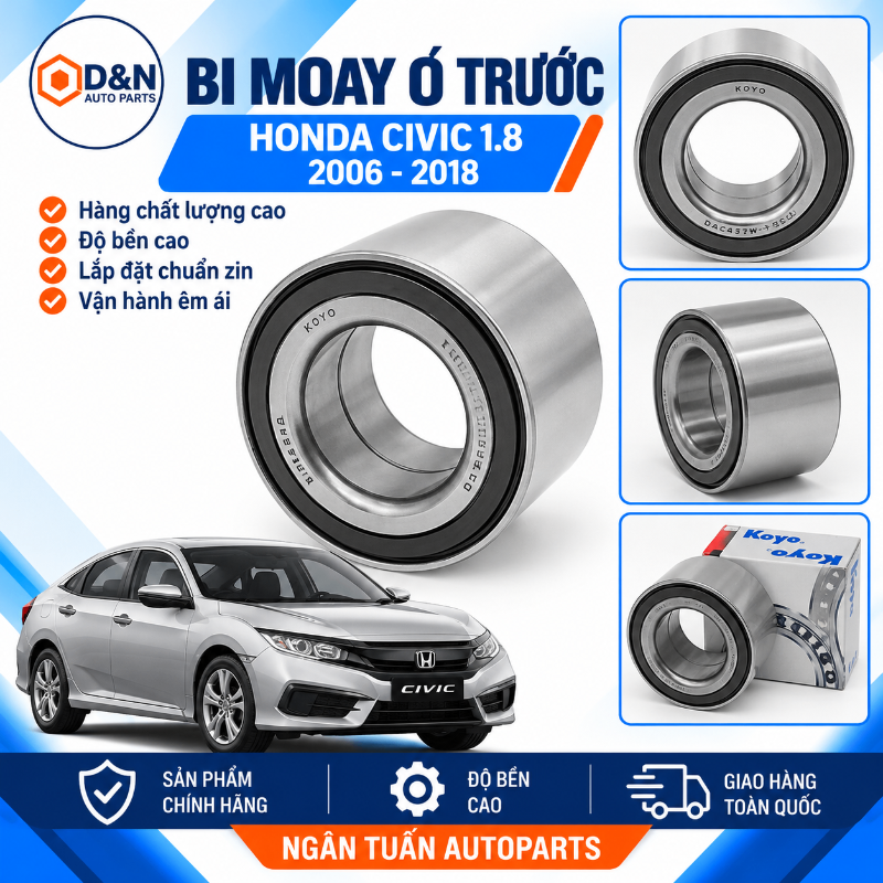 Bi moay trước, bạc đạn bánh trước Honda Civic 1.8 2006-2018 (43*78*44) | 44300-SNA-951
