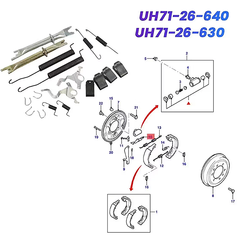 Bộ tăng chỉnh phanh sau Nissan Navara 2010-2015 | 44050EB70A, 44201EB70A, 44090EB360, 44210EB70A
