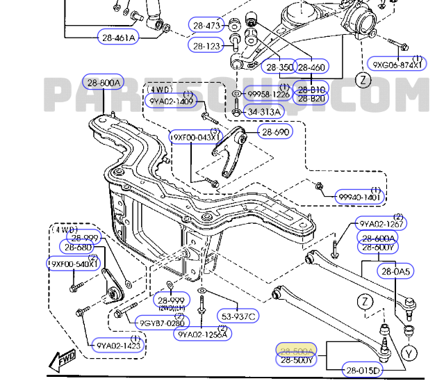 Thanh giằng ngang trên ford escape 2.3L- 3.0L 2001-2013 | E112-28-650A, E112-28-600A