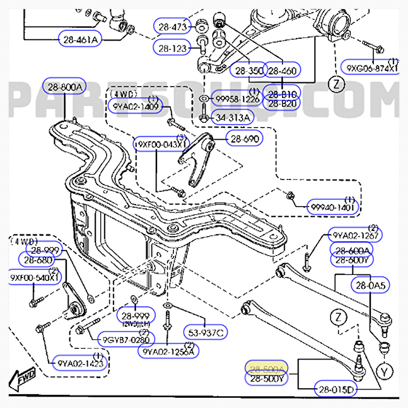 Thanh giằng ngang dưới ford escape 2001-2013 | E112-28-550A, E112-28-500A