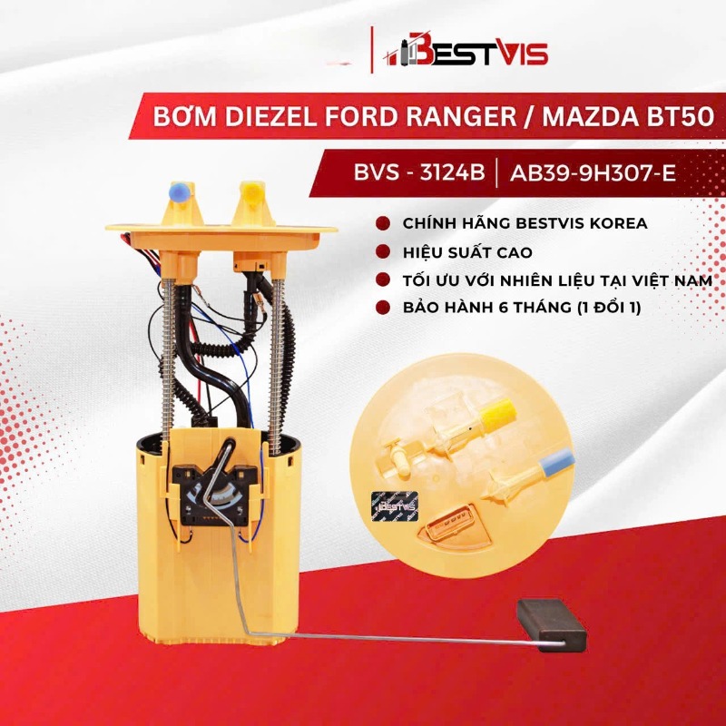 Cụm bơm nhiên liệu dầu diesel Ford Ranger, Everest, Mazda BT50 2013-2020 (2.2L- 3.2L)| EB3G-9H307-BA, UC2J1335XB, AB399H307EC