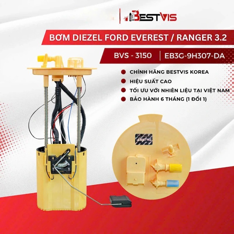 Cụm bơm nhiên liệu dầu diesel Ford Ranger, Everest, Mazda BT50 2013-2020 (2.2L- 3.2L)| EB3G-9H307-BA, UC2J1335XB, AB399H307EC