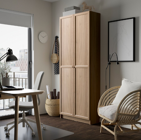 TỦ SÁCH CÓ CỬA BILLY / OXBERG IKEA - SỒI 80x30x202cm