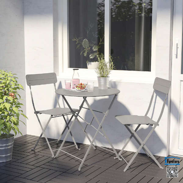 BÀN 2 GHẾ NGOÀI TRỜI SUNDSÖ IKEA - XÁM