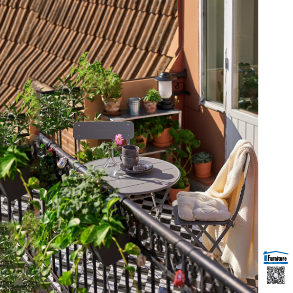 BÀN 2 GHẾ NGOÀI TRỜI SUNDSÖ IKEA - XÁM