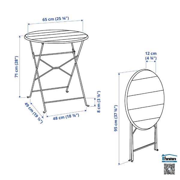 BÀN 2 GHẾ NGOÀI TRỜI SUNDSÖ IKEA - XÁM