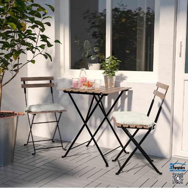 BÀN 2 GHẾ TÄRNÖ IKEA - NÂU / ĐEN