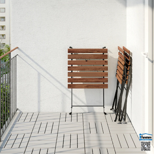 BÀN 2 GHẾ TÄRNÖ IKEA - Màu đen ngoài trời / nâu nhạt nhuộm màu / Màu be Kuddarna