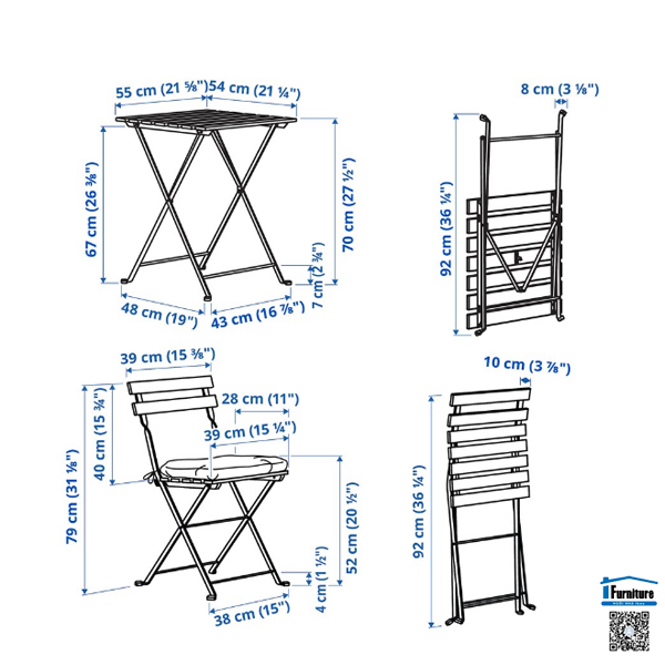 BÀN 2 GHẾ TÄRNÖ IKEA - Màu đen ngoài trời / nâu nhạt nhuộm màu / Màu be Kuddarna