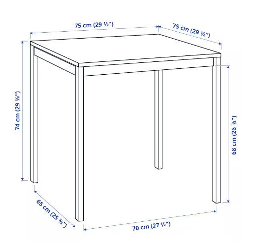 BỘ BÀN 2 GHẾ MELLTORP / NISSE HEJHOME IKEA - Màu trắng 75x75 cm