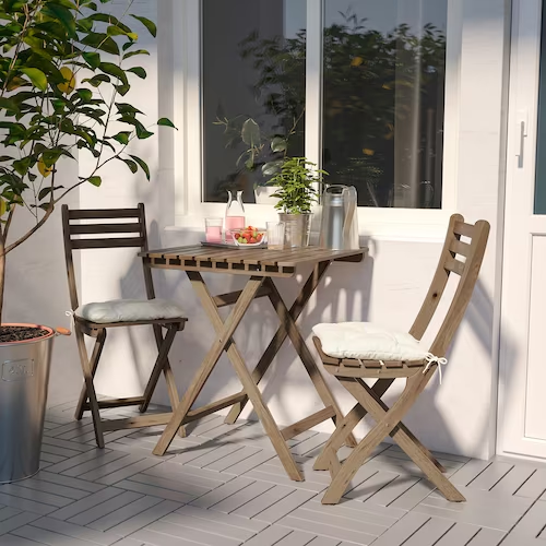 NỘI THẤT THÔNG MINH BÀN GẤP NGOÀI TRỜI ASKHOLMEN IKEA - NÂU NHẠT 60x62 cm