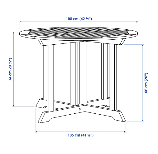 BÀN NGOÀI TRỜI BONDHOLMEN IKEA - XÁM 108 cm