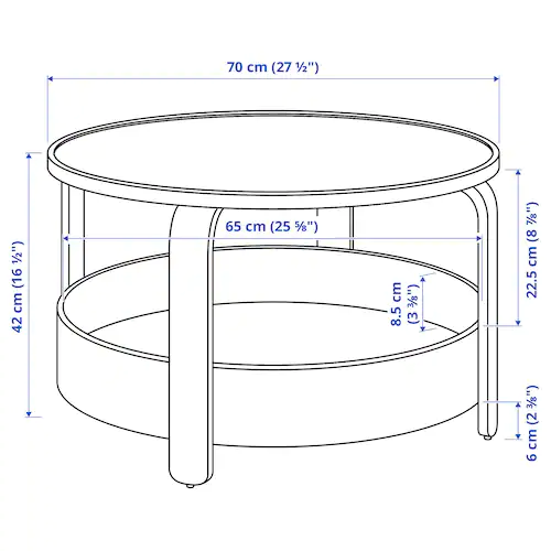 BÀN CÀ PHÊ BORGEBY IKEA - ĐEN 70CM