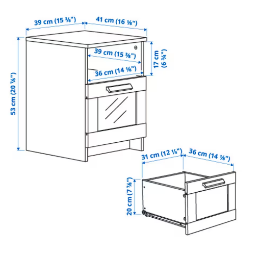 BÀN ĐẦU GIƯỜNG BRIMNES IKEA - TRẮNG 39x41 cm