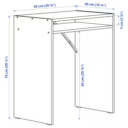 BÀN CÓ KỆ TORALD IKEA - TRẮNG 65x40 cm