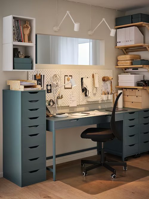 BÀN CÓ NGĂN KÉO ALEX IKEA - XANH NGỌC XÁM 100x48 cm