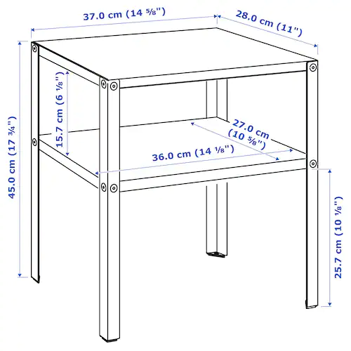 BÀN ĐẦU GIƯỜNG KNARREVIK IKEA - ĐEN 37x28 cm