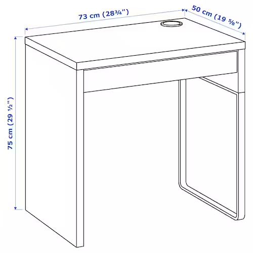 BÀN ĐƠN MICKE IKEA - ĐEN 73x50 cm