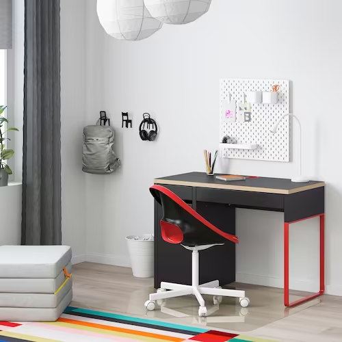 BÀN ĐƠN MICKE IKEA - ĐEN/ĐỎ 105x50 cm