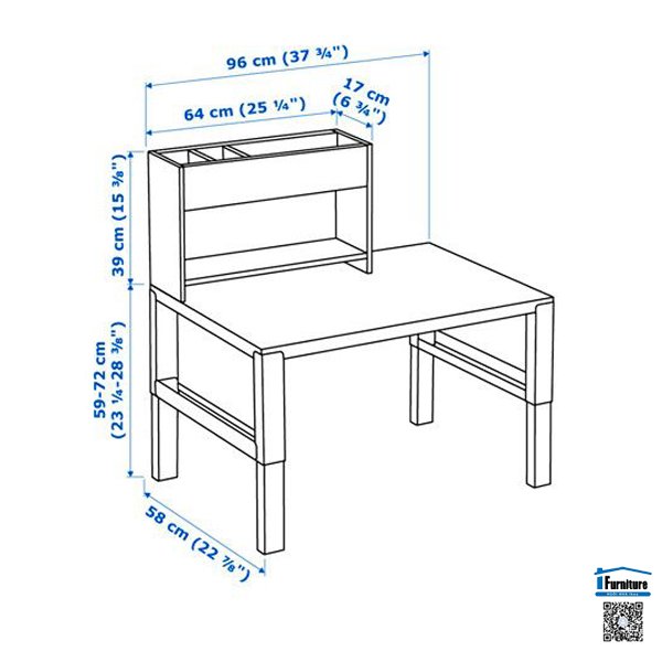 COMBO BÀN, GIÁ SÁCH, GHẾ TRẺ EM PÅHL / LOBERGET IKEA - TRẮNG 96x58 cm