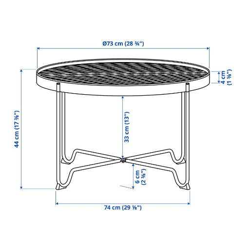 BÀN CA PHÊ NGOÀI TRỜI KROKHOLMEN IKEA - BE 73 cm