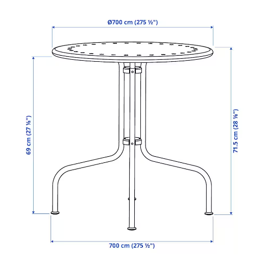 BÀN NGOÀI TRỜI LÄCKÖ IKEA - XÁM 70 cm