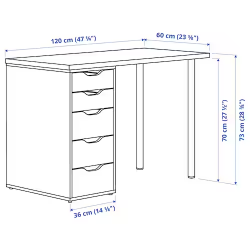 BÀN LÀM VIỆC LAGKAPTEN / ALEX IKEA - TRẮNG 120x60 cm