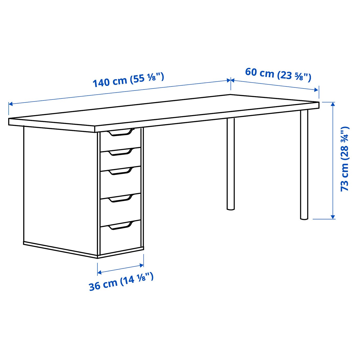 BÀN LÀM VIỆC LAGKAPTEN / ALEX IKEA - SỒI/TRẮNG 140x60 cm