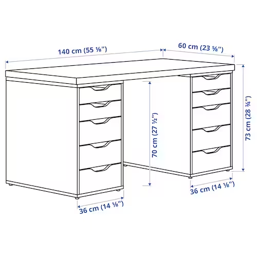 BÀN LÀM VIỆC LAGKAPTEN / ALEX IKEA - TRẮNG 140x60 cm
