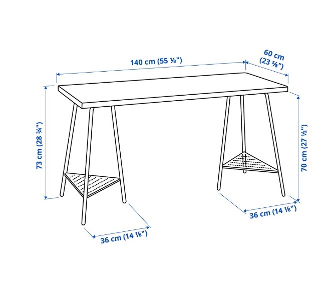 BÀN LAGKAPTEN / TILLSLAG - Màu trắng/trắng(140x60x73cm)