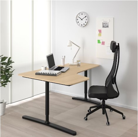 BÀN LÀM VIỆC GÓC BÊN TRÁI BEKANT IKEA - SỒI / ĐEN 160x110 cm