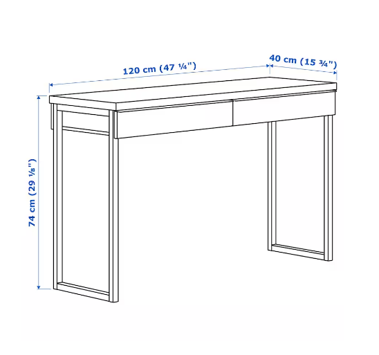 BÀN LÀM VIỆC BESTÅ BURS IKEA - TRẮNG 120x40cm