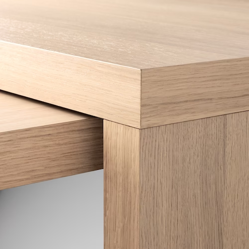 BÀN CÓ THÊM BÀN PHỤ KÉO RA NỘI THẤT THÔNG MINH MALM IKEA - MÀU SỒI 151x65 cm