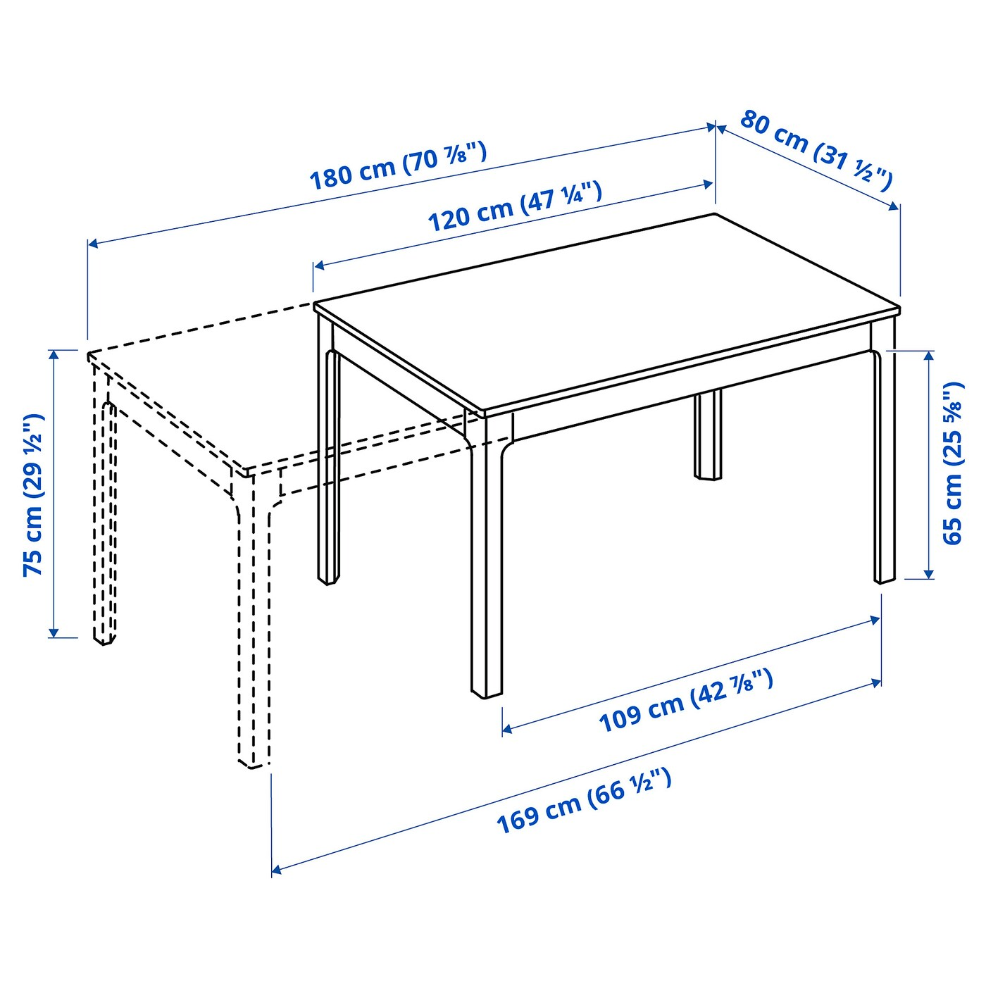 NỘI THẤT THÔNG MINH BÀN MỞ RỘNG EKEDALEN IKEA - TRẮNG 120 / 180x80 cm