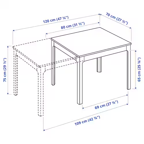 NỘI THẤT THÔNG MINH BÀN MỞ RỘNG EKEDALEN IKEA - NÂU SẪM 80 / 120x70 cm