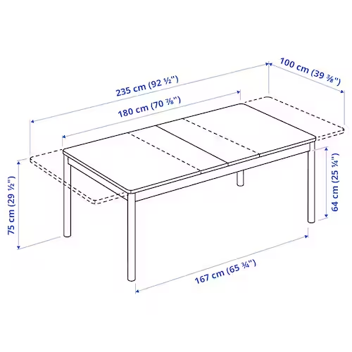NỘI THẤT THÔNG MINH BÀN MỞ RỘNG RÖNNINGE IKEA - MÀU GỖ 180 / 235x100 cm