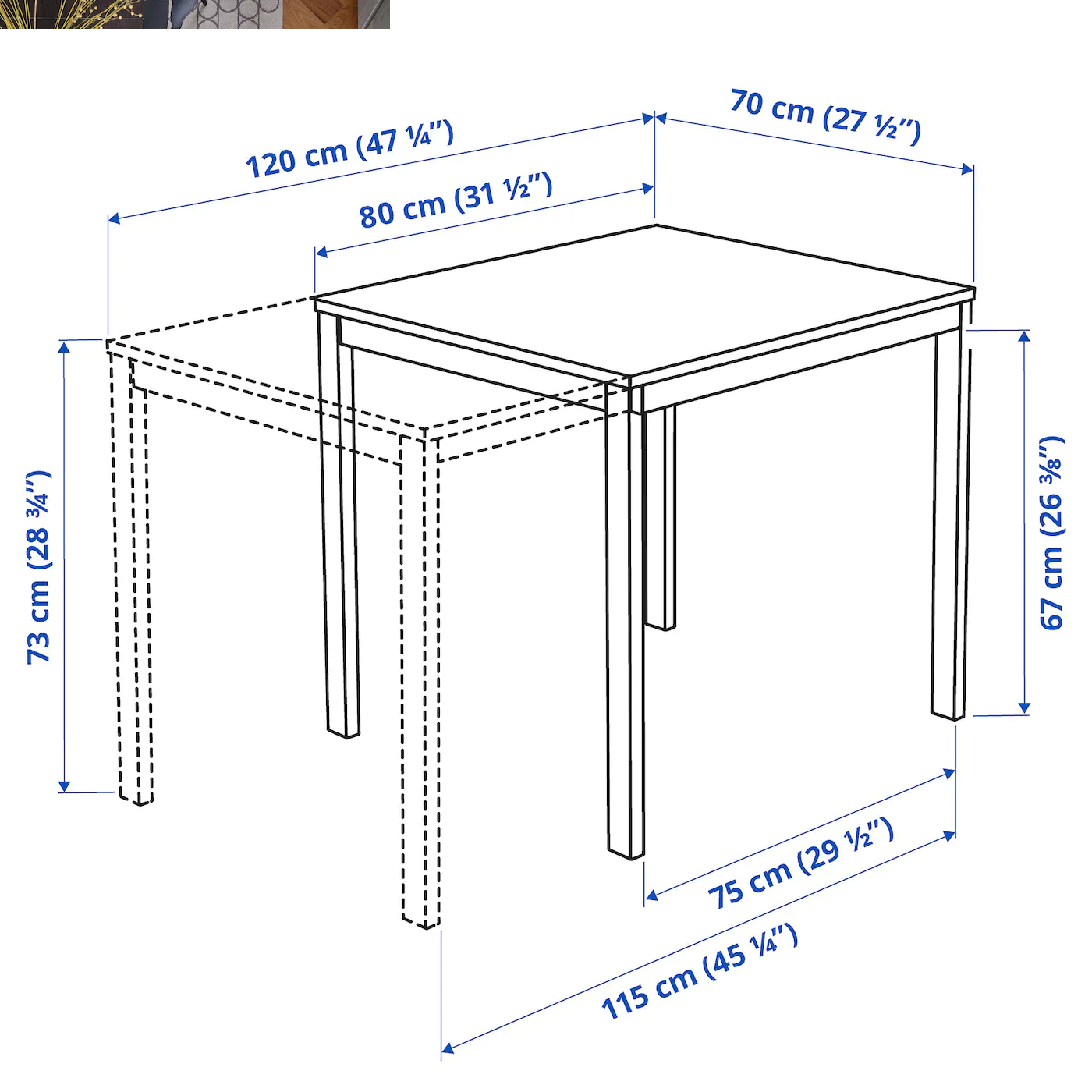 NỘI THẤT THÔNG MINH BÀN MỞ RỘNG VANGSTA IKEA - NÂU ĐEN 80 / 120x70 cm
