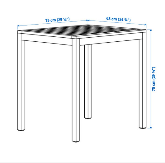 BÀN NGOÀI TRỜI NÄMMARÖ IKEA - NÂU NHẠT 75x63 cm
