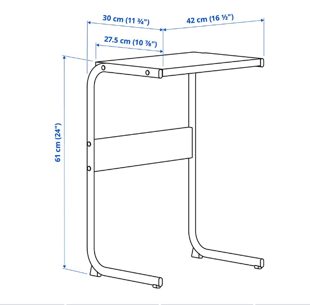 BÀN PHỤ BRUKSVARA IKEA - ĐỎ 42x30 cm
