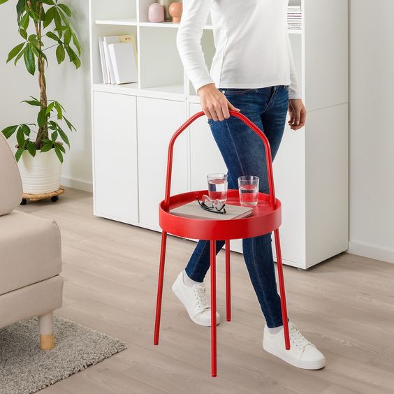 BÀN PHỤ BURVIK IKEA - ĐỎ 38 cm