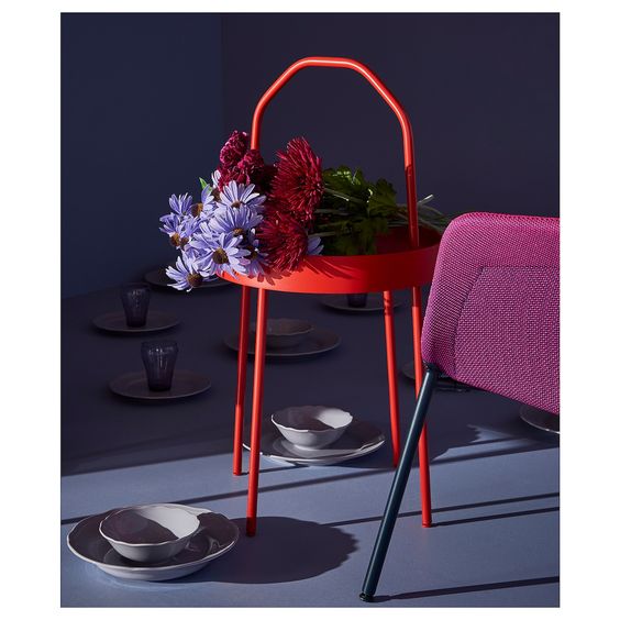 BÀN PHỤ BURVIK IKEA - ĐỎ 38 cm
