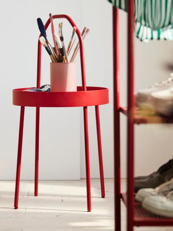 BÀN PHỤ BURVIK IKEA - ĐỎ 38 cm