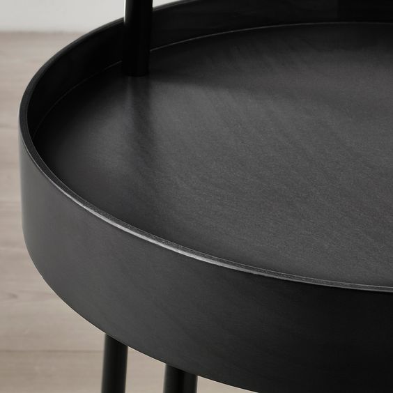 BÀN PHỤ BURVIK IKEA - ĐEN 38 cm