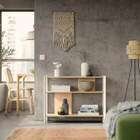 BÀN PHỤ JÄTTESTA IKEA - TRẮNG/TRE 95x30 cm