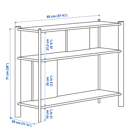 BÀN PHỤ JÄTTESTA IKEA - TRẮNG/TRE 95x30 cm