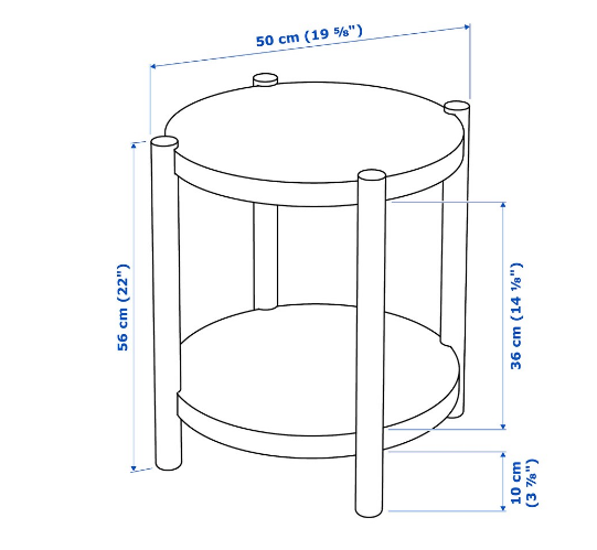 BÀN PHỤ LISTERBY IKEA - NÂU SẪM 50 cm