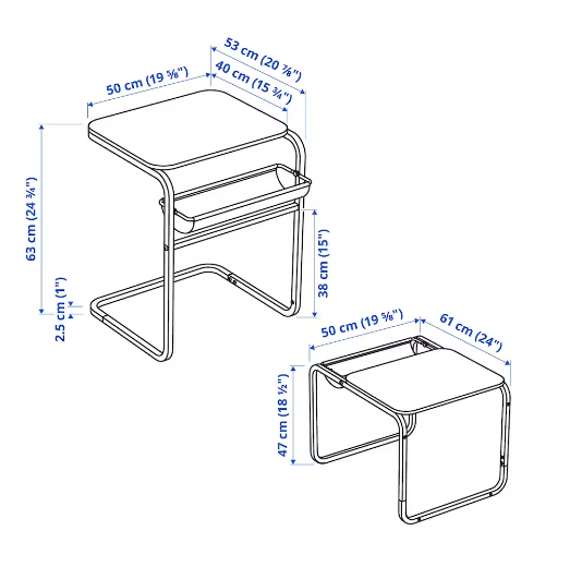 BÀN PHỤ OLSERÖD IKEA - XÁM VÀNG 53x50 cm